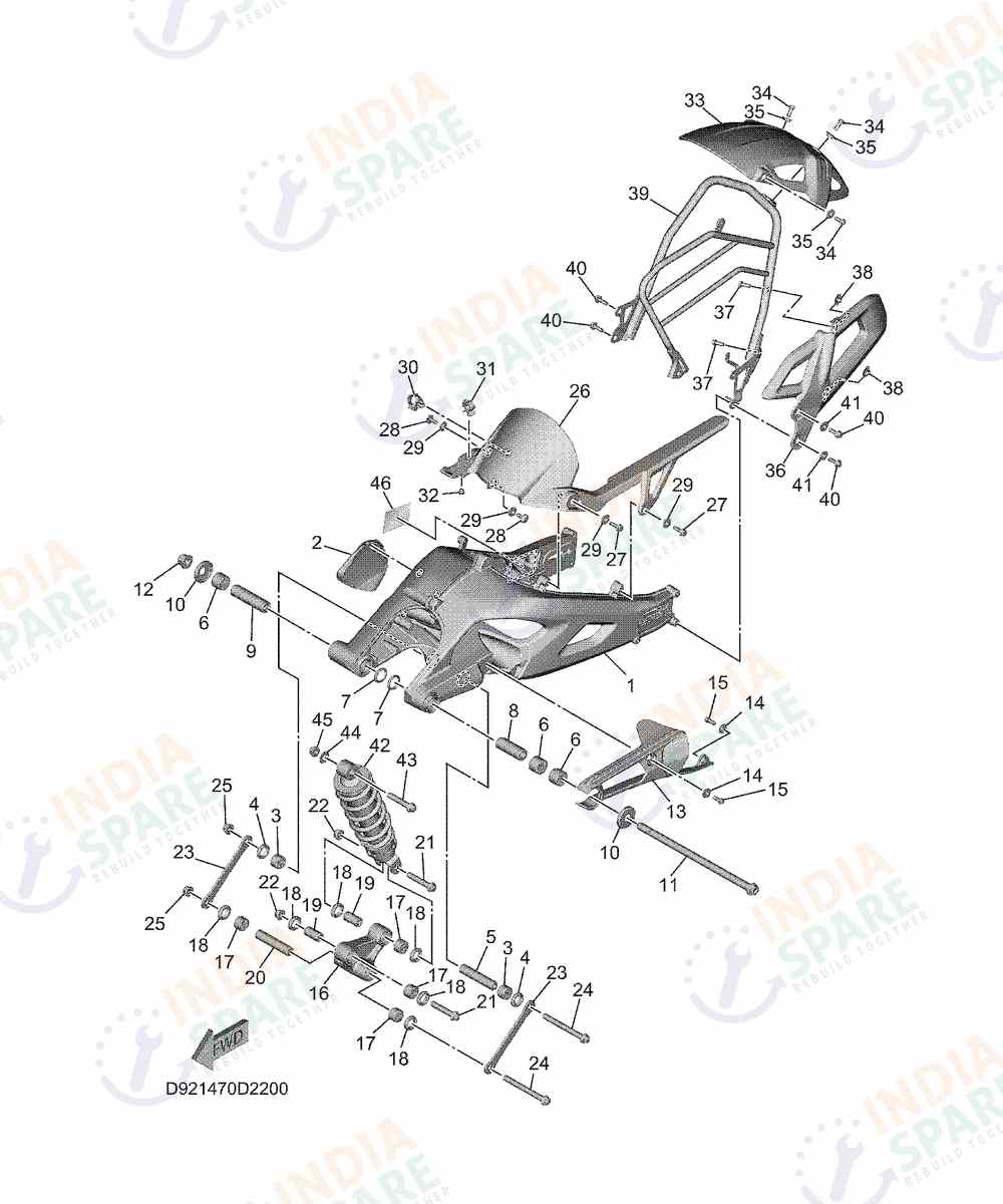 YAMAHA D921 R2 200CC Series REAR ARM & SUSPENSION